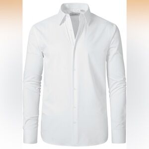Men’s Long Sleeve Business FormalDress Shirt White Button Down Large 16/16.5